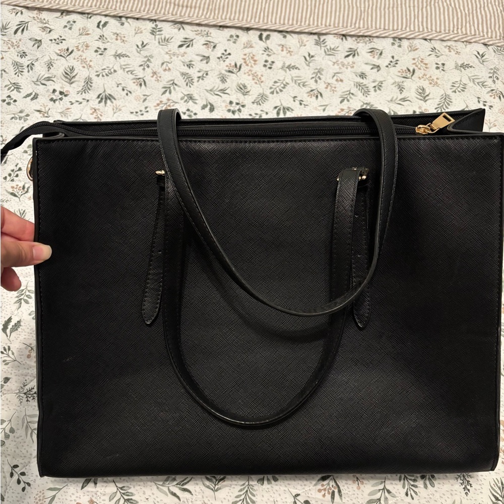 Elegant Black PU Leather Tote Bag